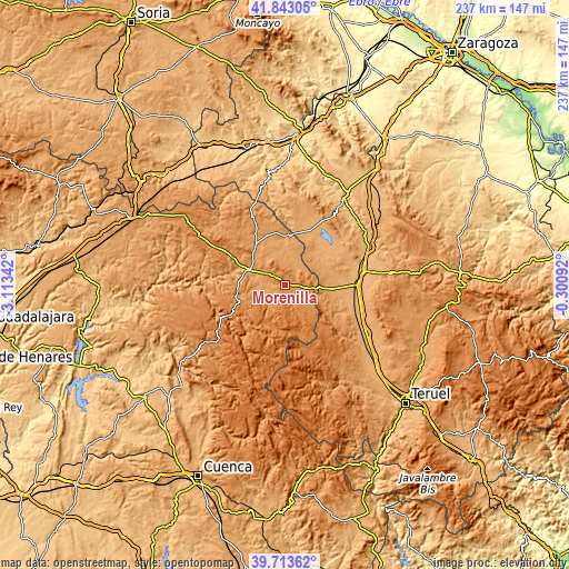 Topographic map of Morenilla