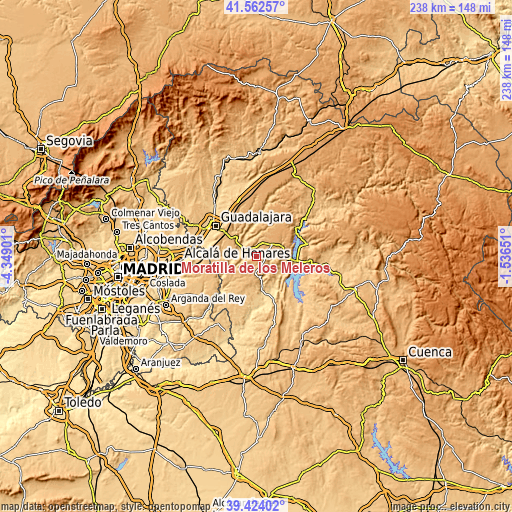 Topographic map of Moratilla de los Meleros