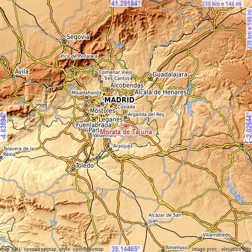 Topographic map of Morata de Tajuña