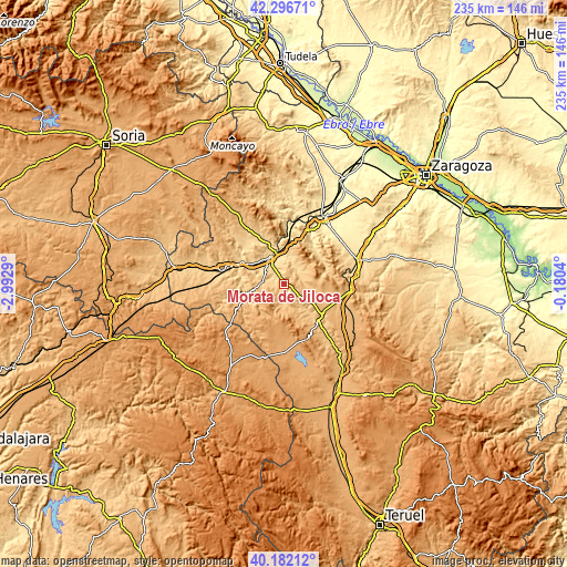 Topographic map of Morata de Jiloca