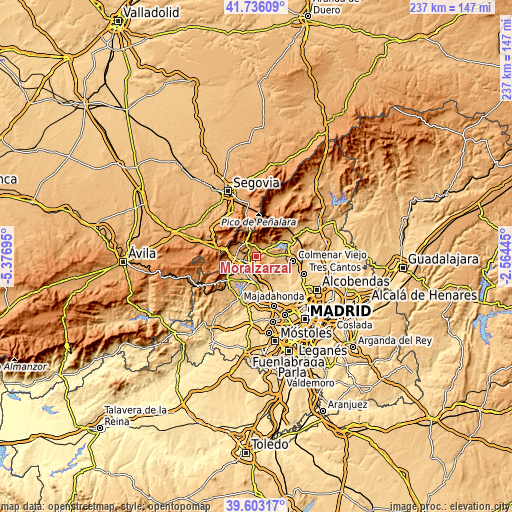 Topographic map of Moralzarzal