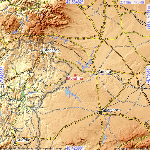 Topographic map of Moralina