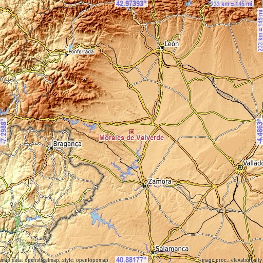 Topographic map of Morales de Valverde