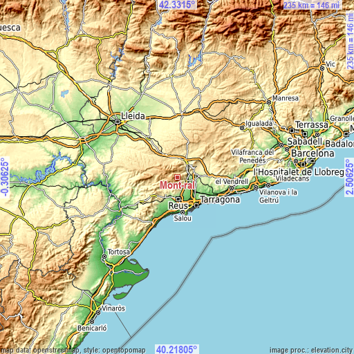 Topographic map of Mont-ral