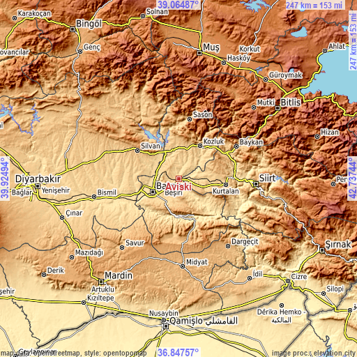 Topographic map of Aviski