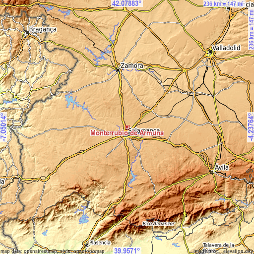 Topographic map of Monterrubio de Armuña