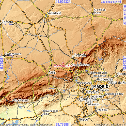 Topographic map of Monterrubio