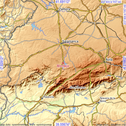 Topographic map of Montejo