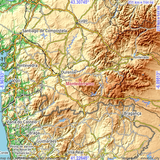 Topographic map of Montederramo