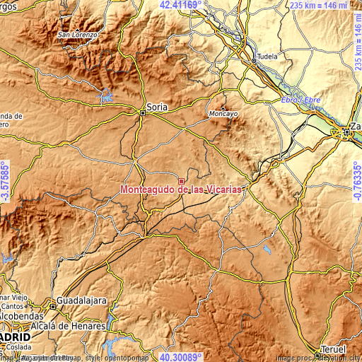 Topographic map of Monteagudo de las Vicarías