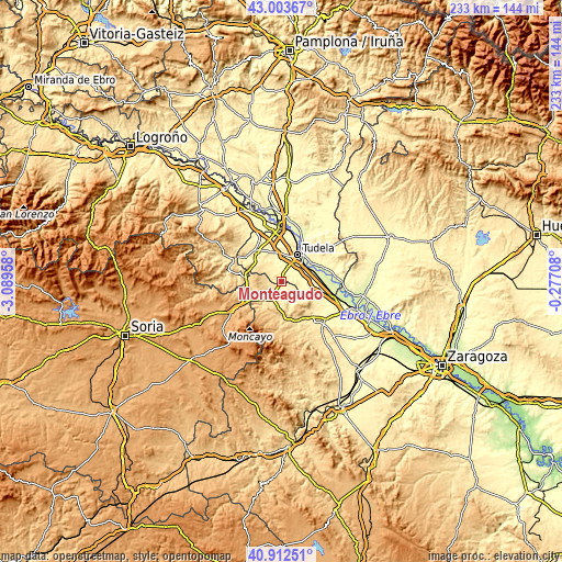 Topographic map of Monteagudo