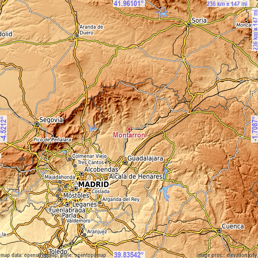 Topographic map of Montarrón