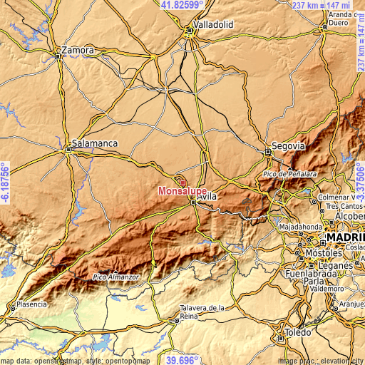 Topographic map of Monsalupe