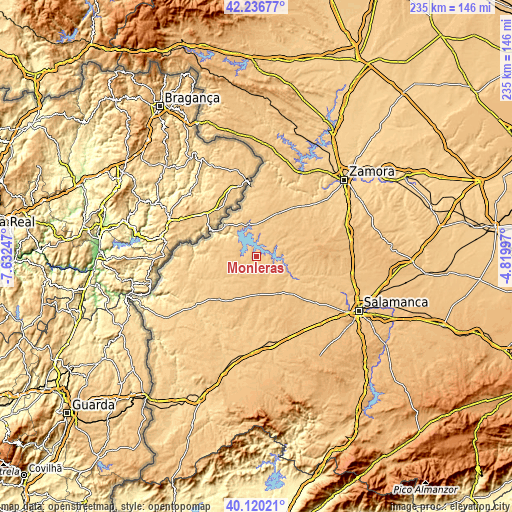 Topographic map of Monleras