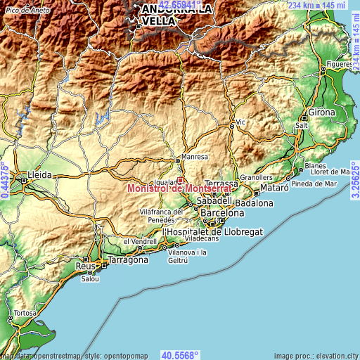 Topographic map of Monistrol de Montserrat
