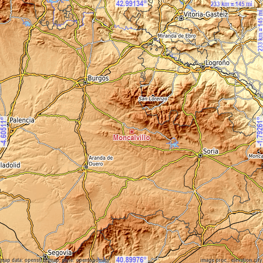 Topographic map of Moncalvillo