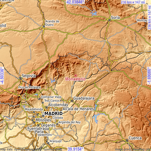 Topographic map of Monasterio