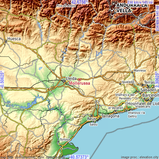 Topographic map of Mollerussa