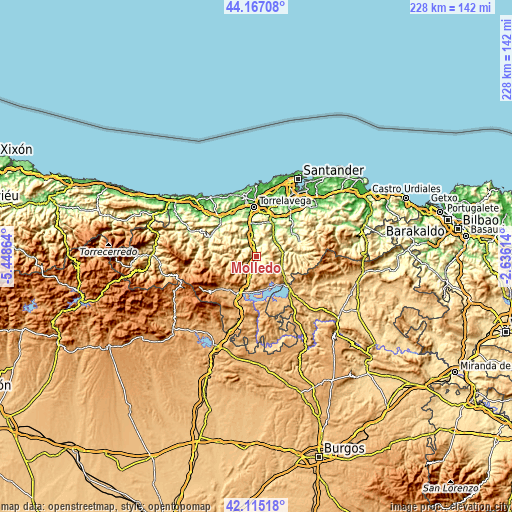 Topographic map of Molledo