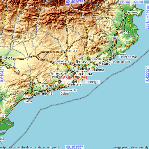 Topographic map of Molins de Rei