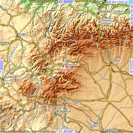 Topographic map of Molinaseca