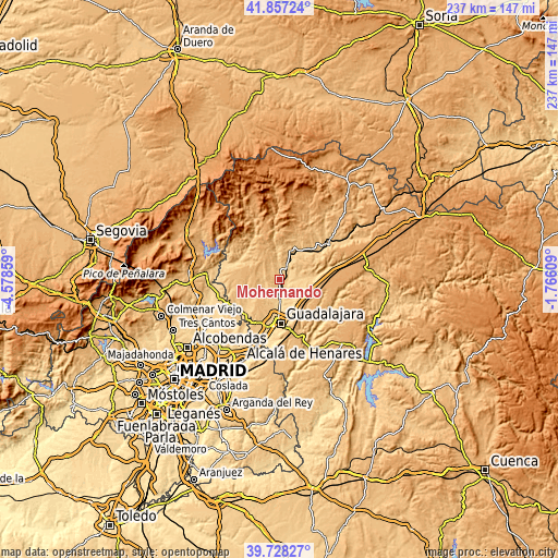 Topographic map of Mohernando