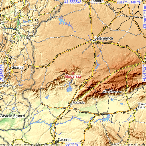 Topographic map of Mogarraz