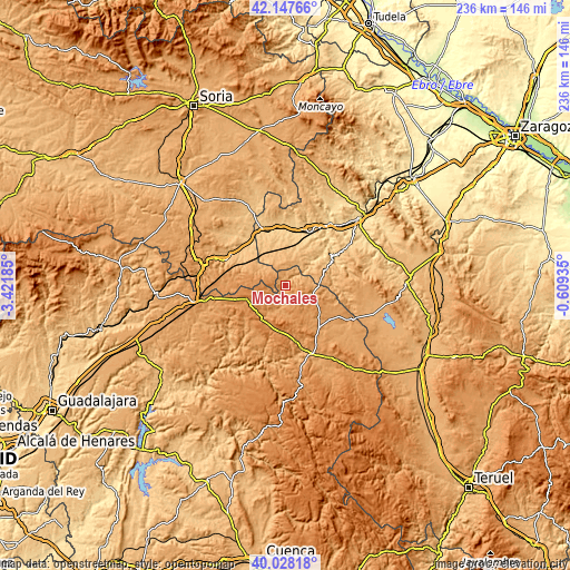 Topographic map of Mochales