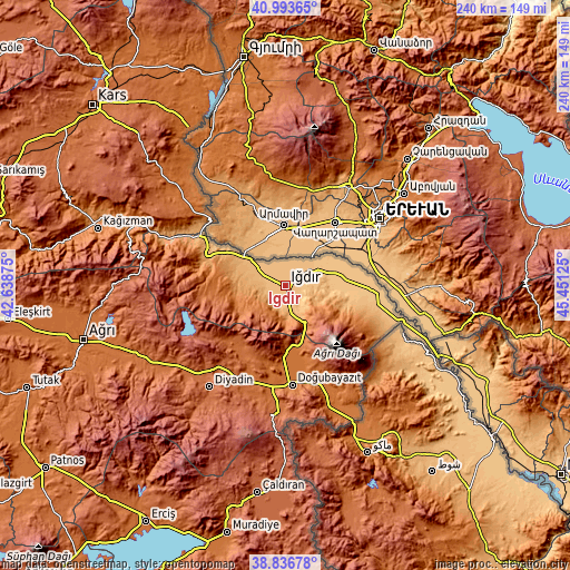 Topographic map of Iğdır