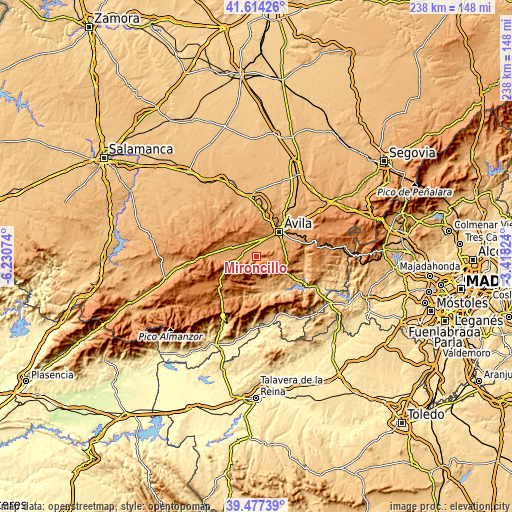 Topographic map of Mironcillo