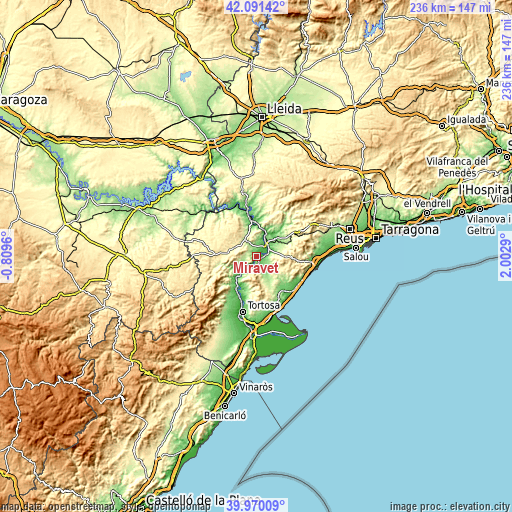 Topographic map of Miravet