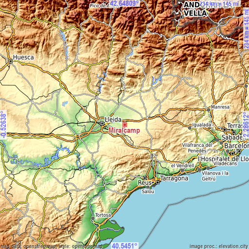 Topographic map of Miralcamp