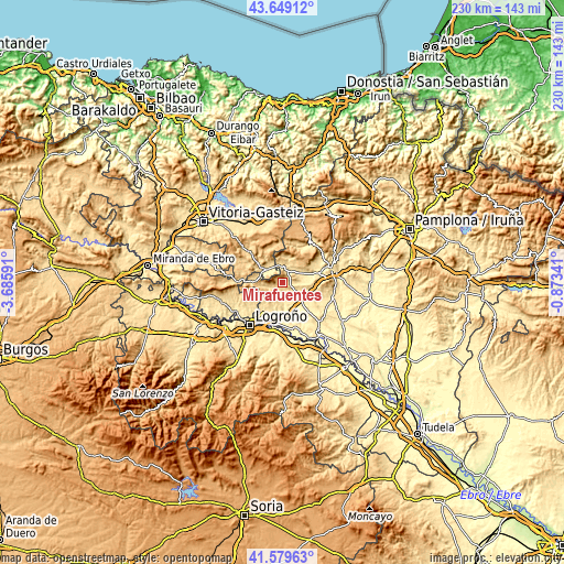 Topographic map of Mirafuentes