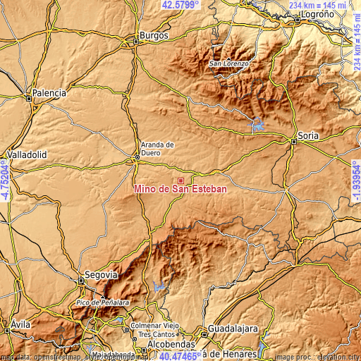 Topographic map of Miño de San Esteban