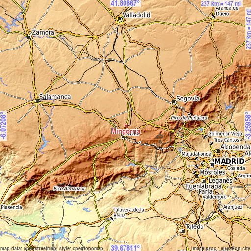 Topographic map of Mingorría