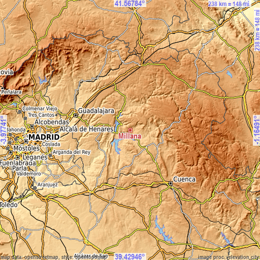 Topographic map of Millana