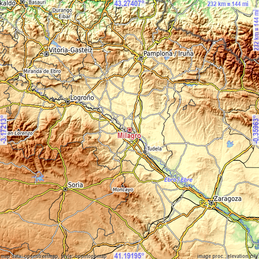 Topographic map of Milagro