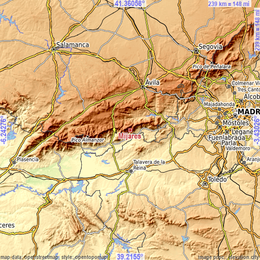 Topographic map of Mijares