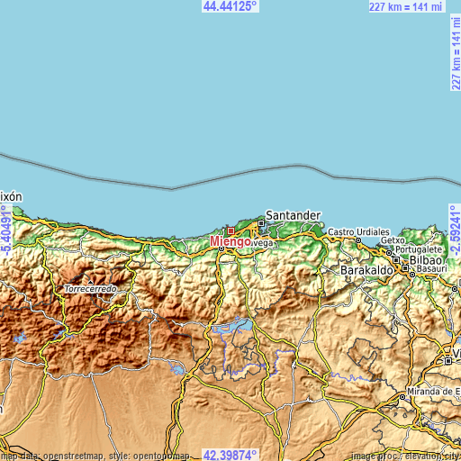 Topographic map of Miengo