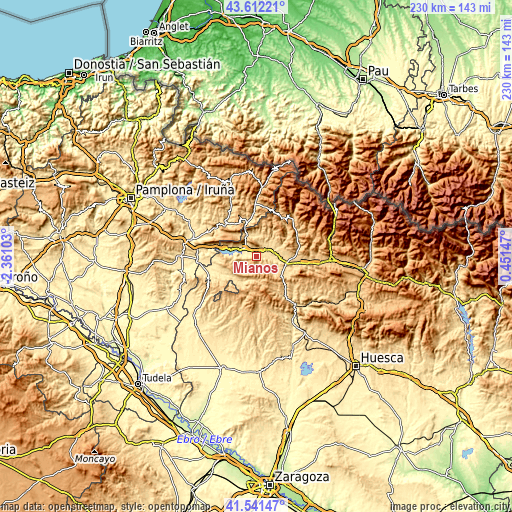 Topographic map of Mianos