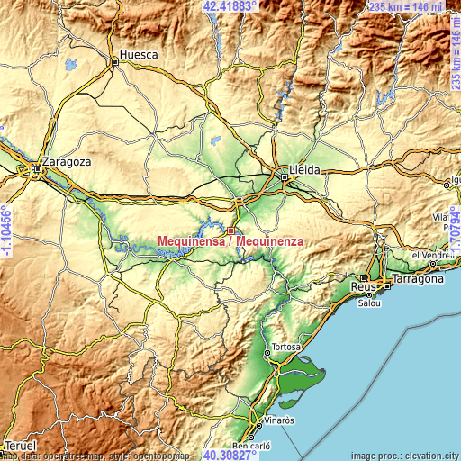 Topographic map of Mequinensa / Mequinenza