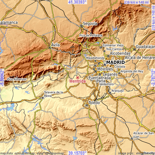 Topographic map of Méntrida