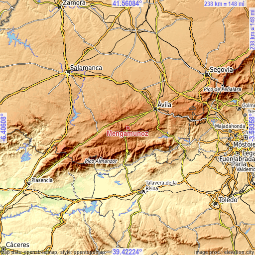 Topographic map of Mengamuñoz