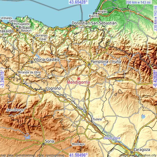 Topographic map of Mendigorría