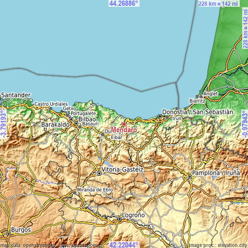 Topographic map of Mendaro