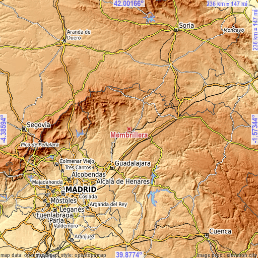 Topographic map of Membrillera