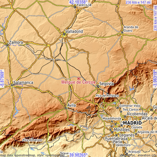 Topographic map of Melque de Cercos