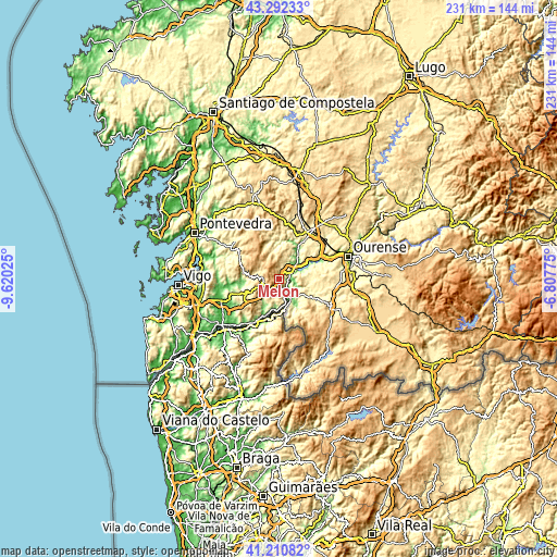 Topographic map of Melón