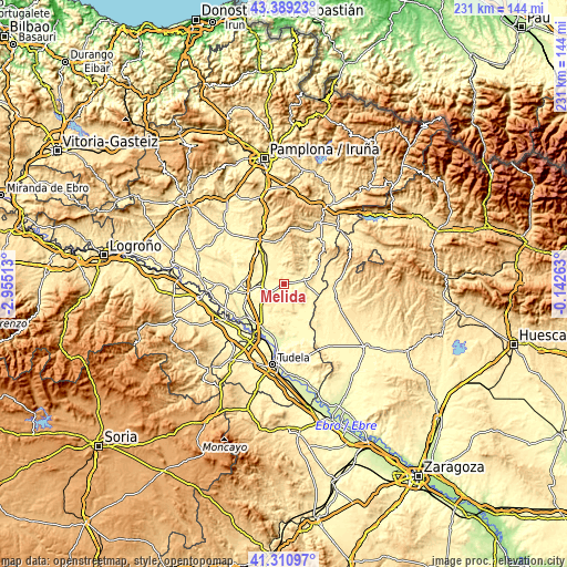 Topographic map of Mélida