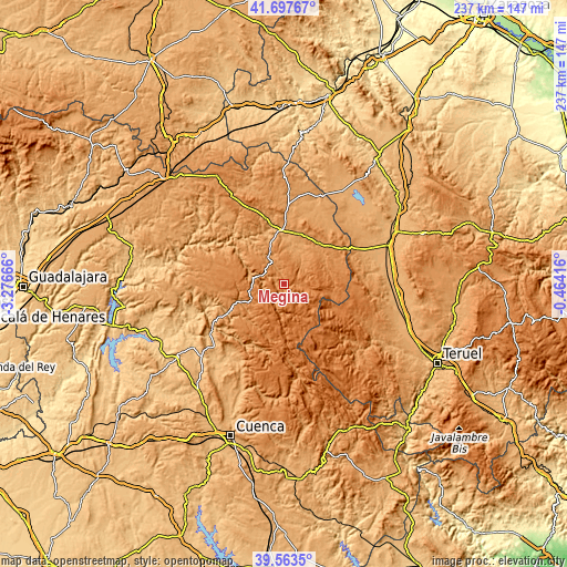 Topographic map of Megina